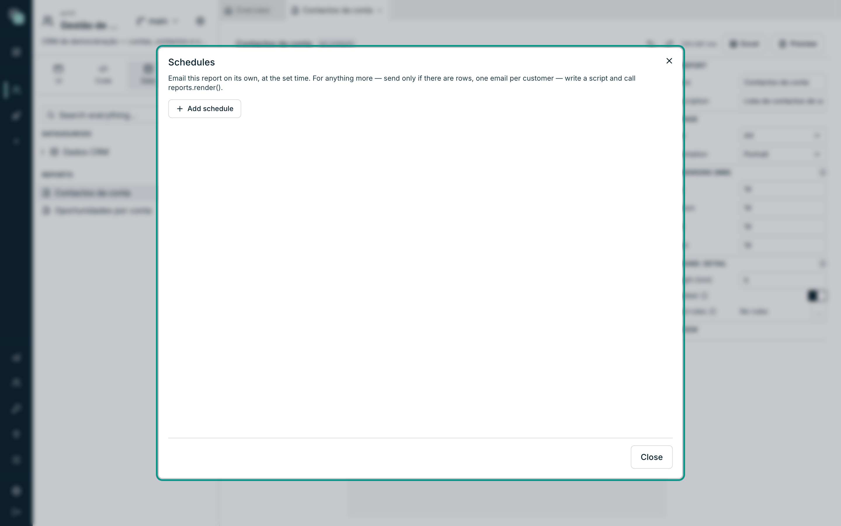 A report with no sendings booked