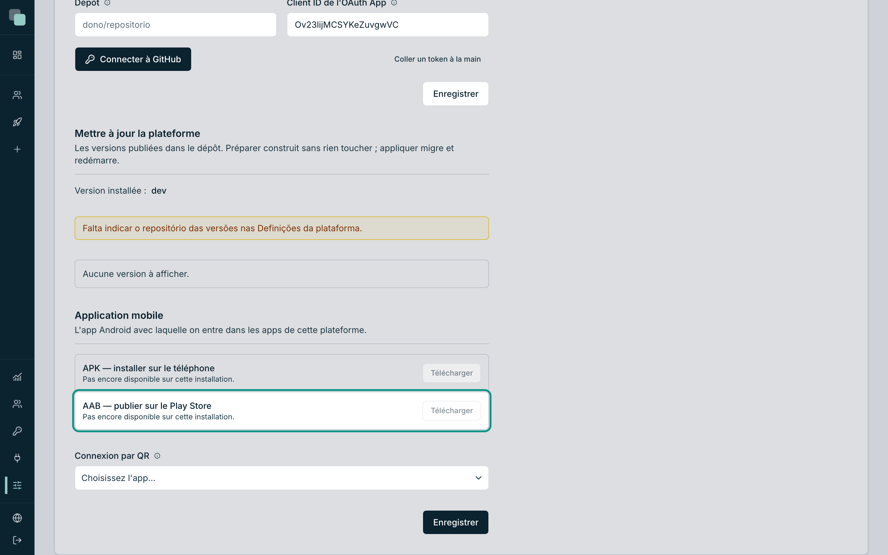La ligne de l'AAB, le format pour publier l'app sur le store de l'organisation