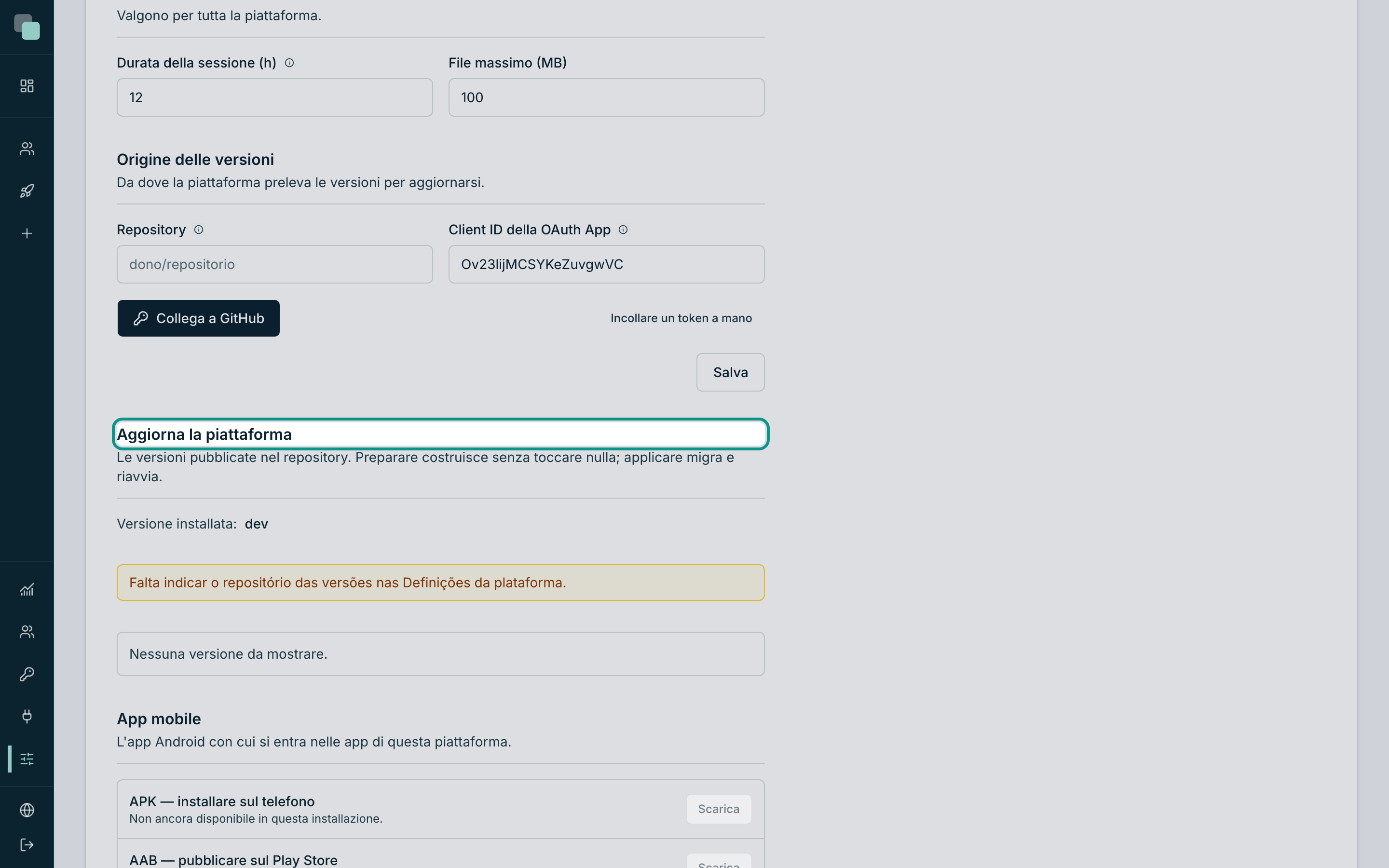 Il piano di un aggiornamento, prima di essere applicato